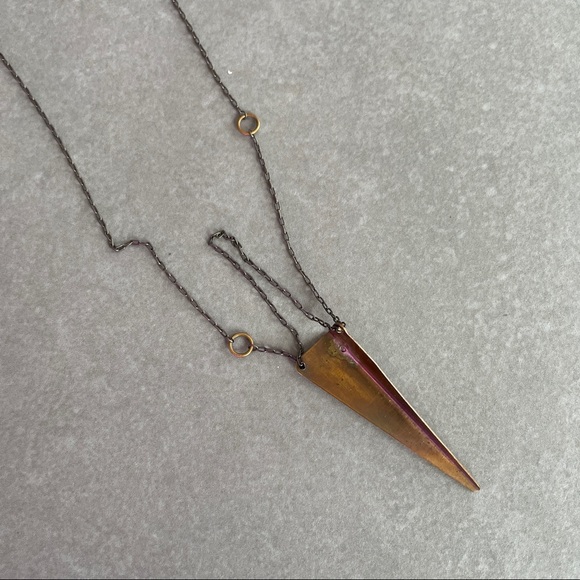 Laura Lombardi Raw Brass Dagger Triangle Necklace - Picture 8 of 12